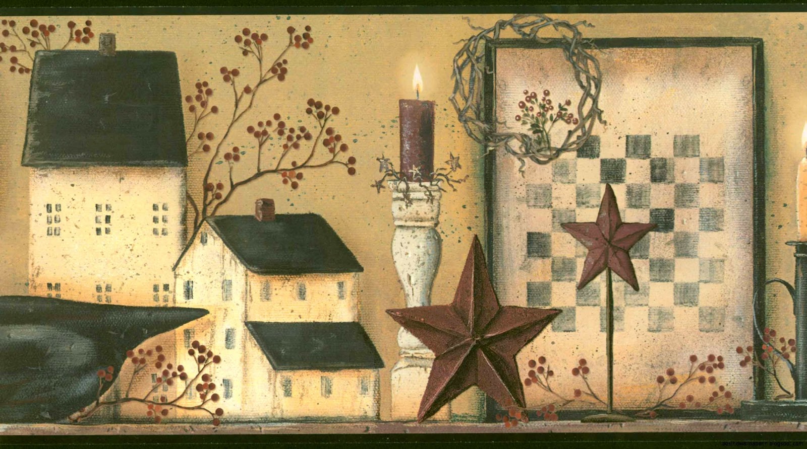 Country Primitive Kitchen Border