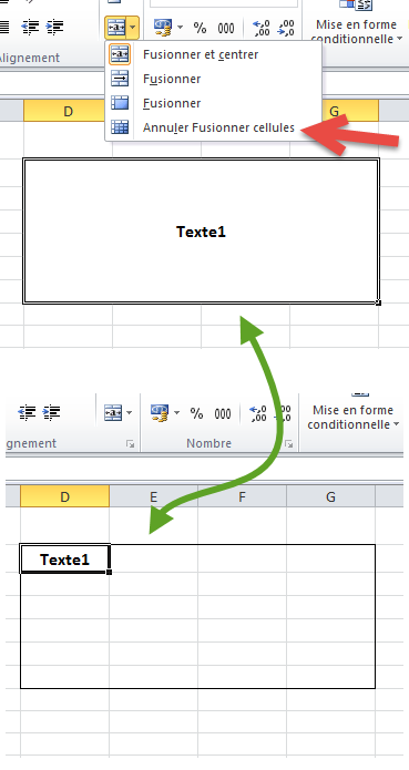 Annuler Fusionner cellules Annuler Fusionner cellules