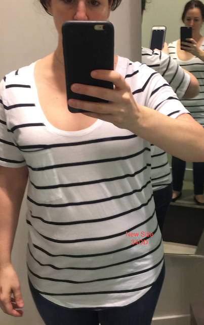 woman trying on a bra