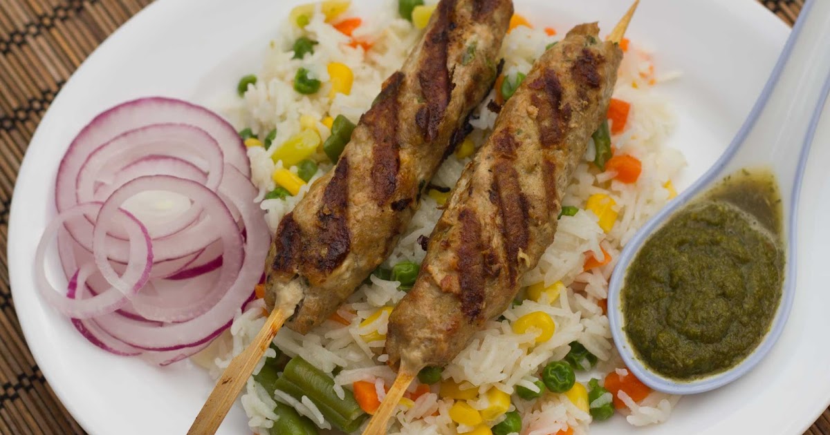 fabulous fridays Seekh Kebabs (Minced Lamb Kebabs) on a bed of Vege Rice