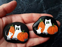 Decoración para Halloween con piedras pintadas