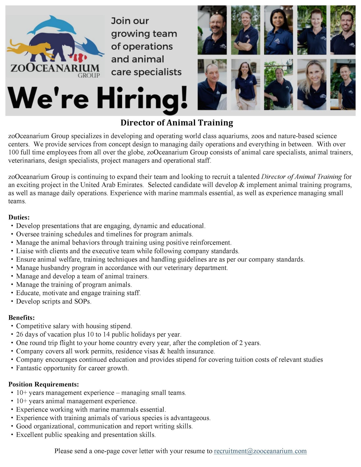 Zoo Jobs Director of Animal Training