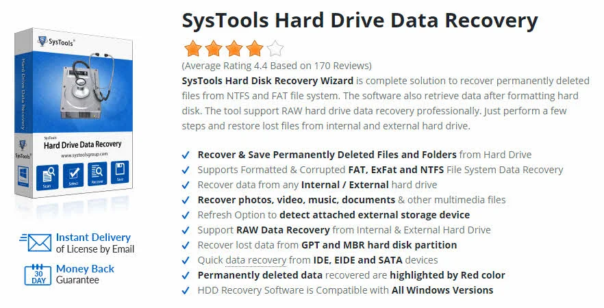 SysTools Hard Drive Data Recovery is best software to restore lost files