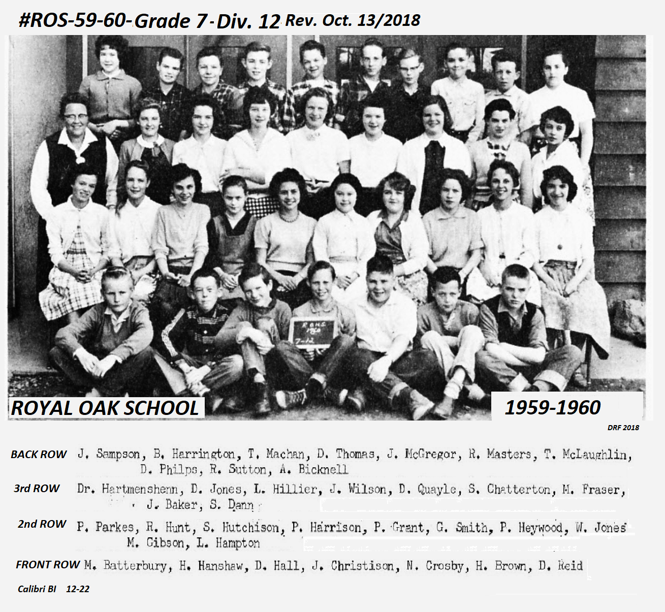 Royal Oak School Yard Class photos from the "1952" Royal Oak School.