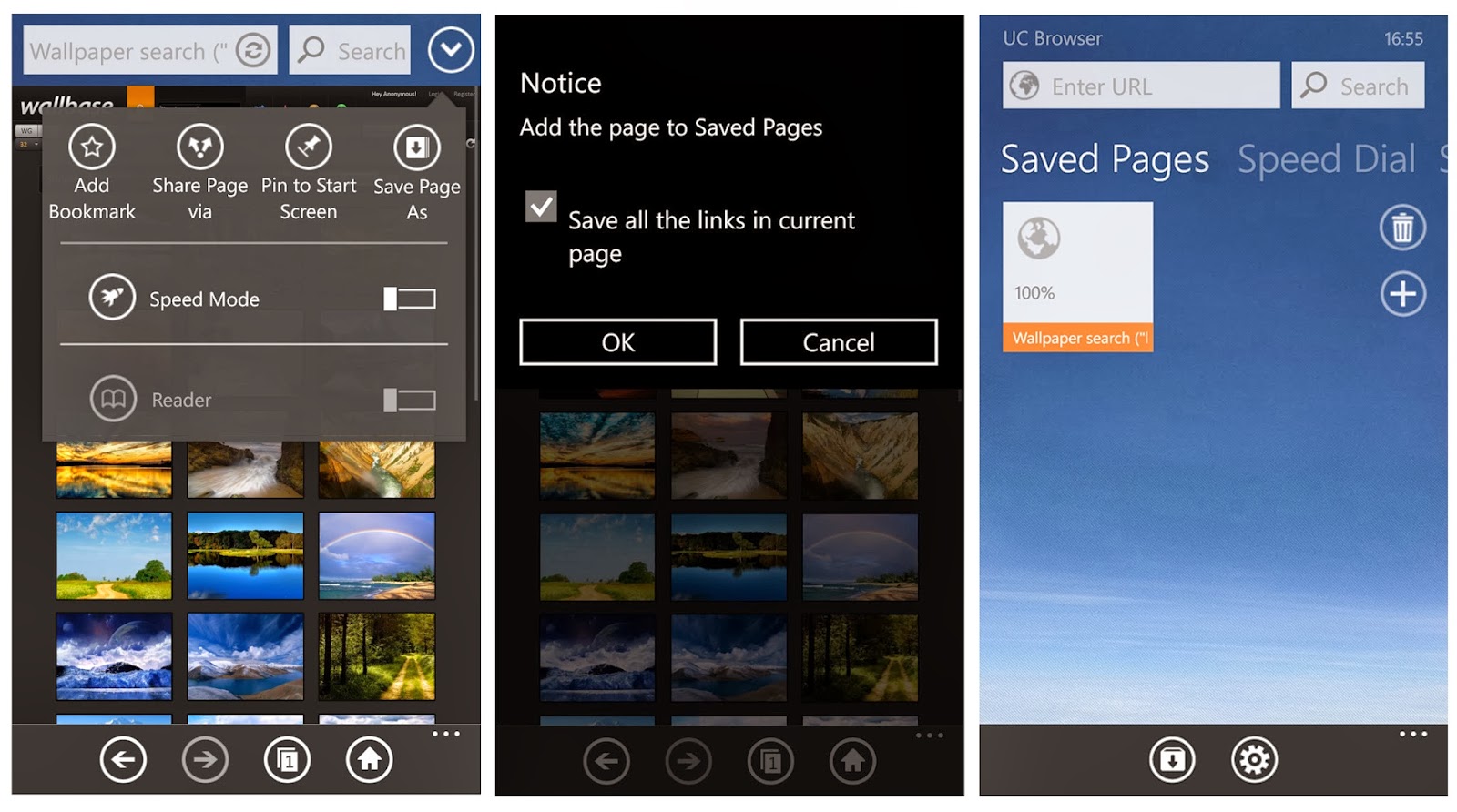 Add notice. Phone browser. UC browser Android.
