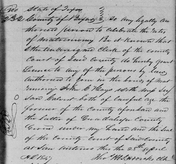 Gone To Texas John Coffee "Jack" Hays