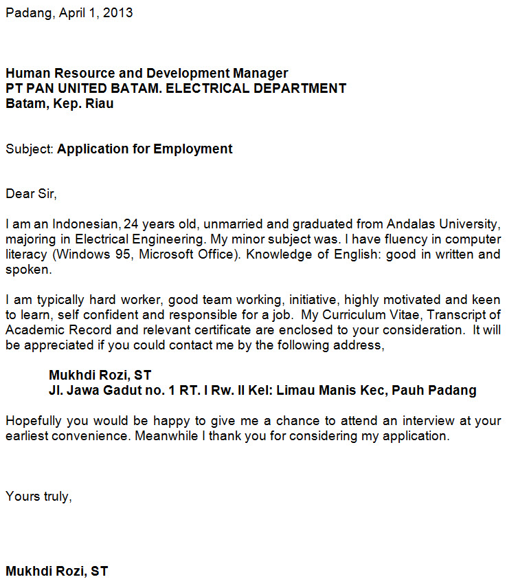 Contoh Surat Lamaran Kerja PT Pegadaian (Persero) 2018