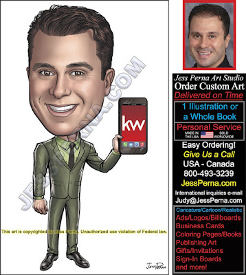 KW Agent Holding Phone Caricature