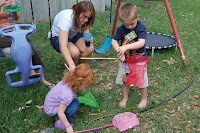 kids at bug birthday party outside