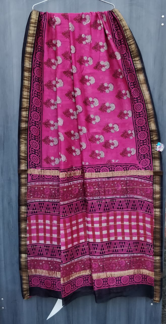 Exclusive new Hand Block Printed maheshwari sarees