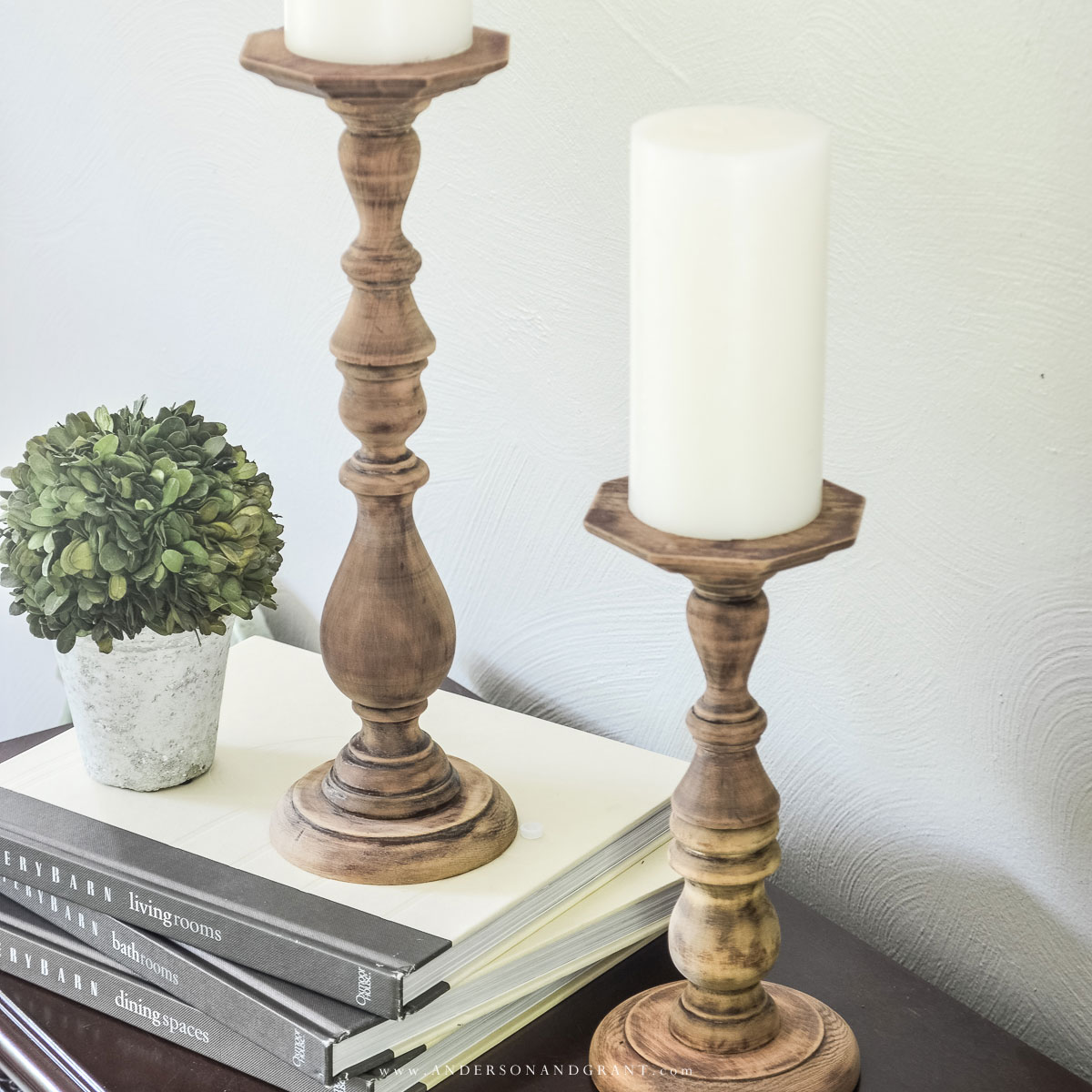 Easy DIY Rustic Wood Candlesticks ANDERSON+GRANT