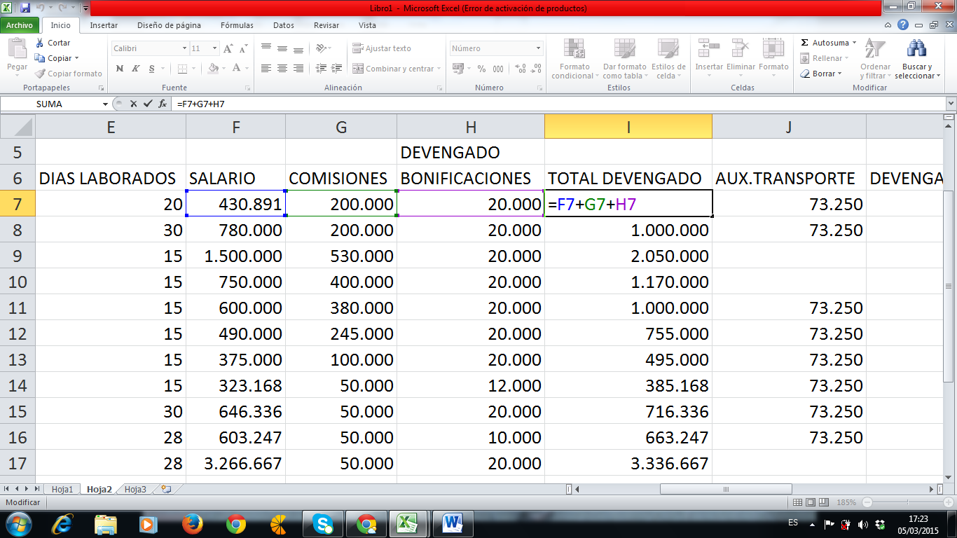 Como Crear Una Formula Avanzada Para Nomina De Pago En Microsoft Excel