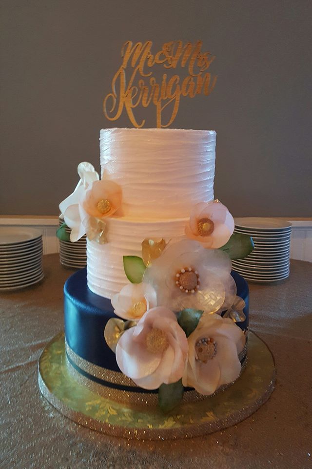 Navy blue and Blush Wedding Cake