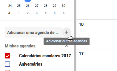 Ícone de mais para criar a agenda