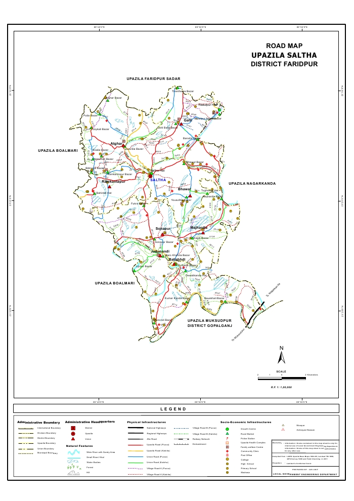 Saltha Upazila Road Map Faridpur District Bangladesh