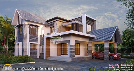 New and stylish house plan in Kerala