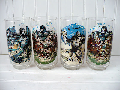 Vintage King Kong Movie Promo Glasses Burger Chef 1976