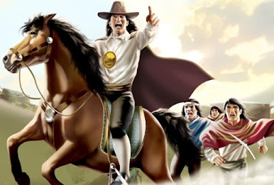 Túpac Amaru II Dibujo de Túpac Amaru II montado en su caballo a color