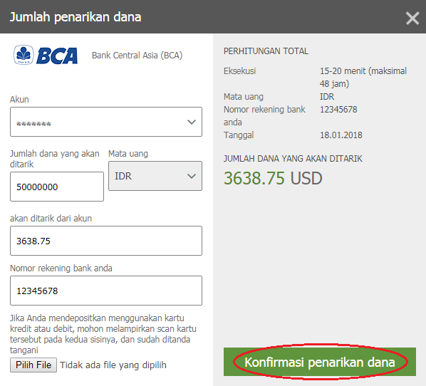 Cara withdraw di melalui bank lokal