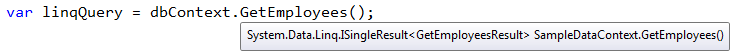 return type of select stored procedure in linq to sql
