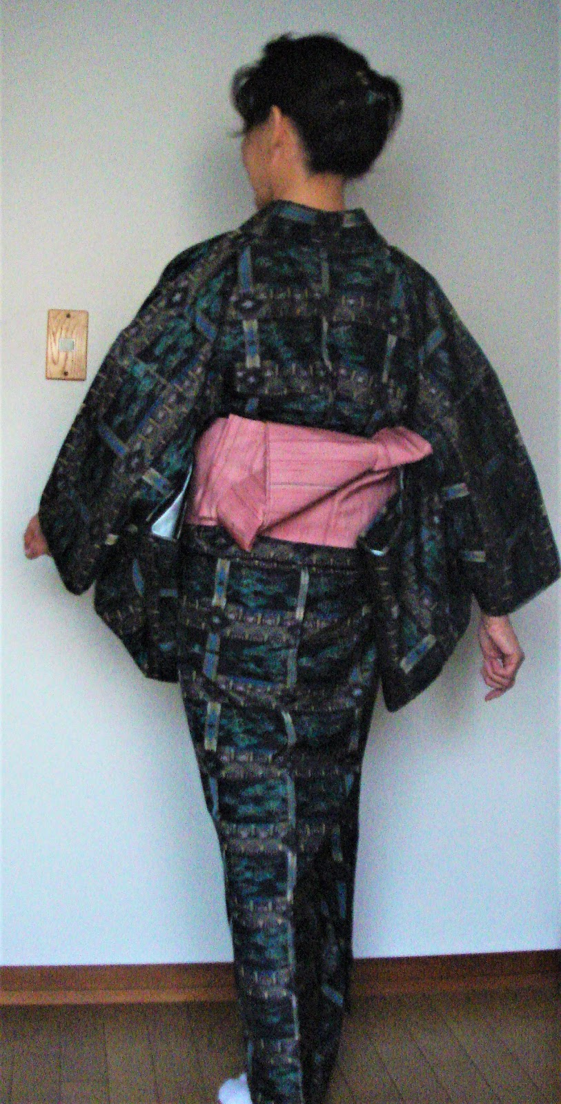 紬の単衣コート　着物リメイク