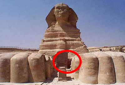 Hidden chamber and entrance to the tunnels beneath the Sphinx of Egypt.