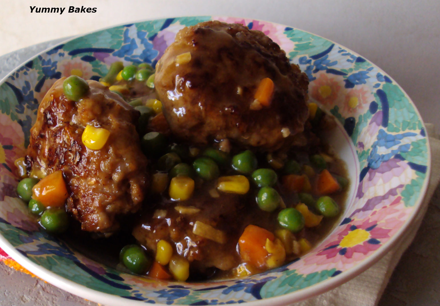 Pork Patties with Mixed Peas