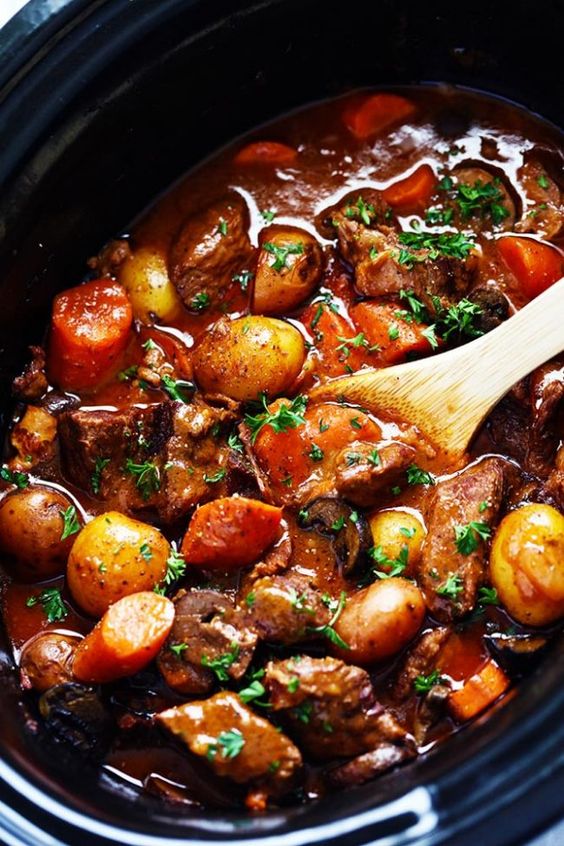 SLOW COOKER BEEF BOURGUIGNON Recipes Cravings