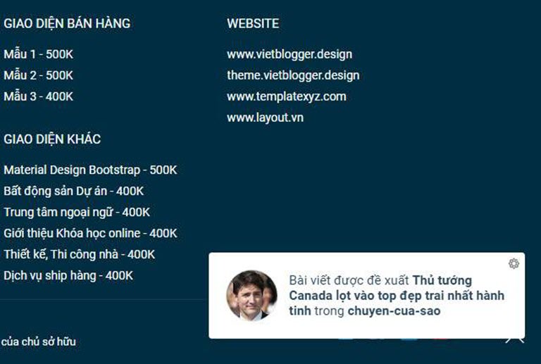 Thêm hộp thoại thông báo bài viết đề xuất vào Blogger