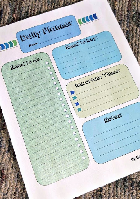 Free daily planner printable from Coffee Brain Blog