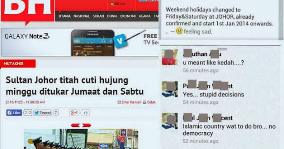 ada ke rakyat johor yang tak puas hati cuti jumaat?