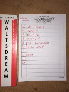 Example: Walt's Dream: A Scattergories Category Game Card