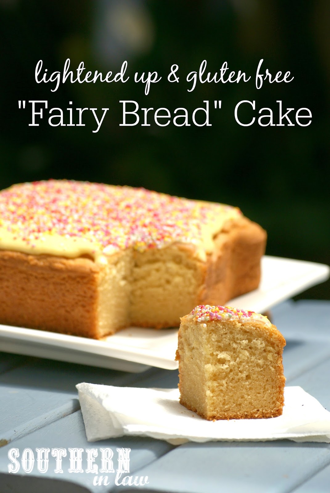 Gluten Free Fairy Bread Cake Recipe - Low Fat Butter Cake Recipe - Lower fat, lower sugar, gluten free, kid friendly, healthy kids party recipes, cake recipes