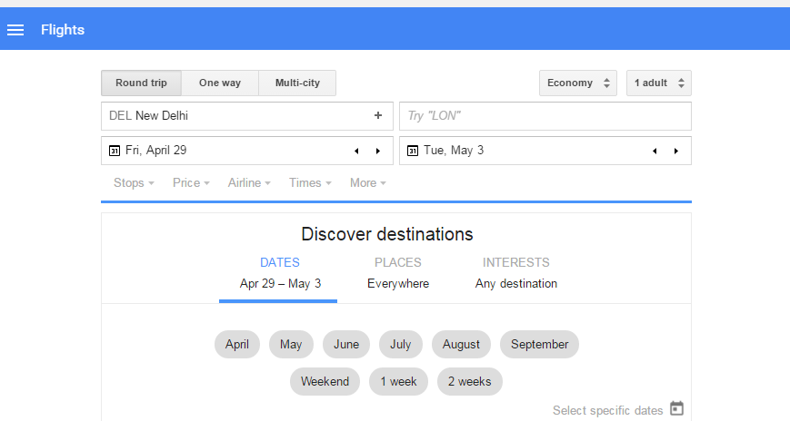 Google Flight Search Service Usage - Future Blow