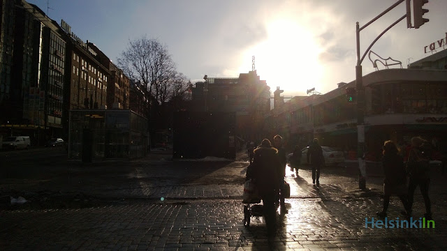 Snow while the sun shines in Helsinki
