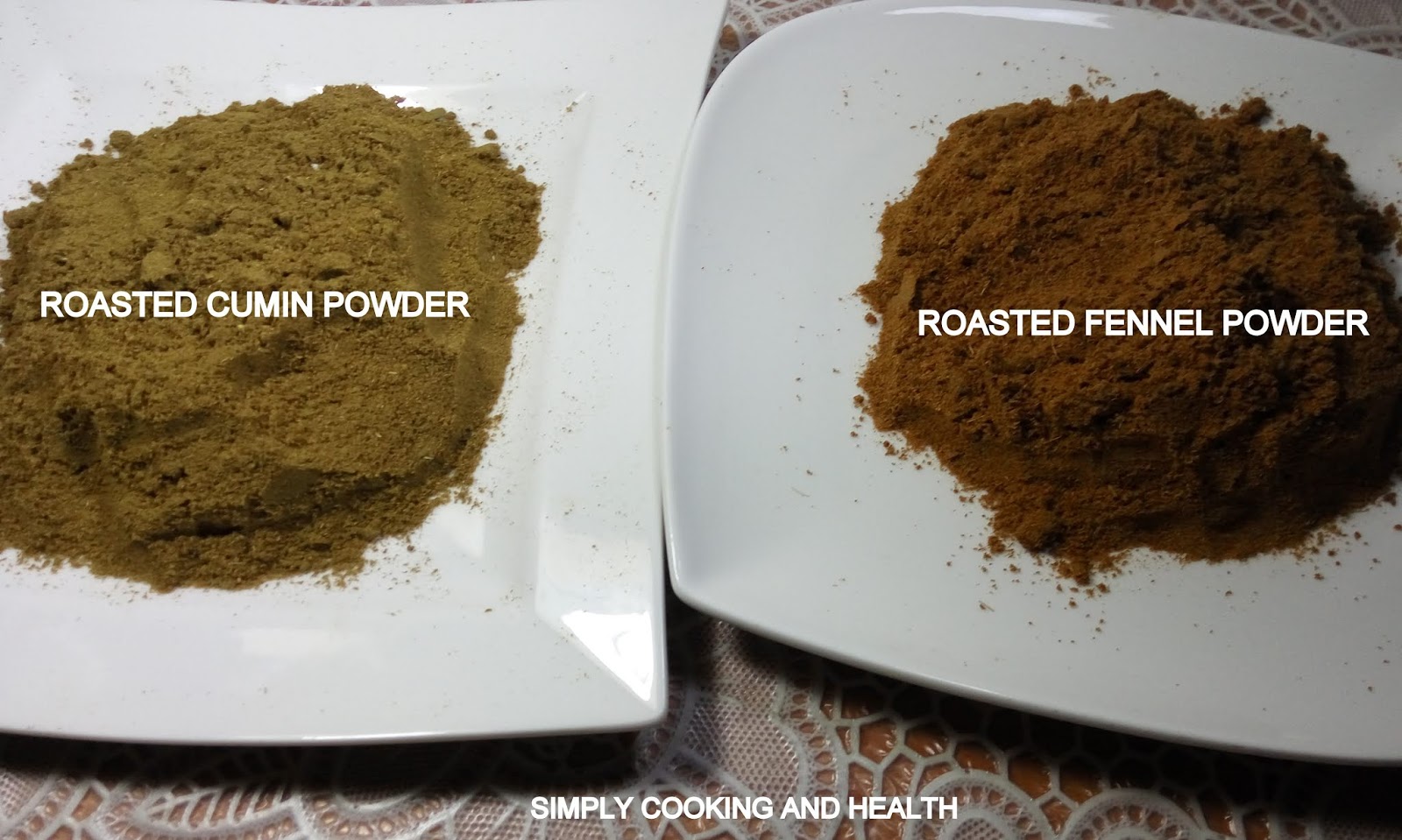 Simply Cooking and Health Powdering cumin seeds and fennel seeds.