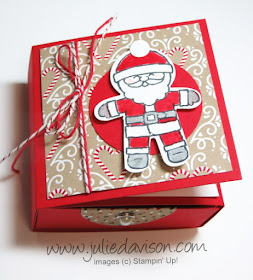 VIDEO Tutorial: Cookie Cutter Christmas Box Card with Earrings - Stampin' Up! 2016 Holiday Catalog www.juliedavison.com