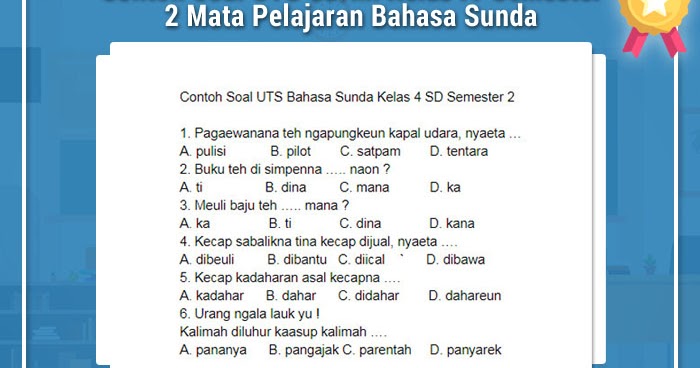 Kunci Jawaban Uts Bahasa Sunda Kelas 4 Semester 2 - Get Kunci Jawaban Uts Bahasa Sunda Kelas 4 Semester 2 Hasil Revisi