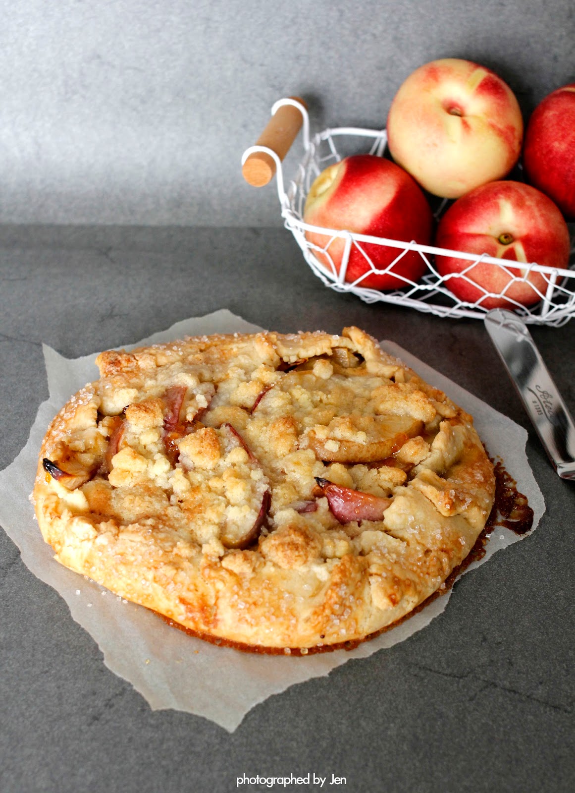 In Cookie Haven White Nectarine Crumble and Almond Galette