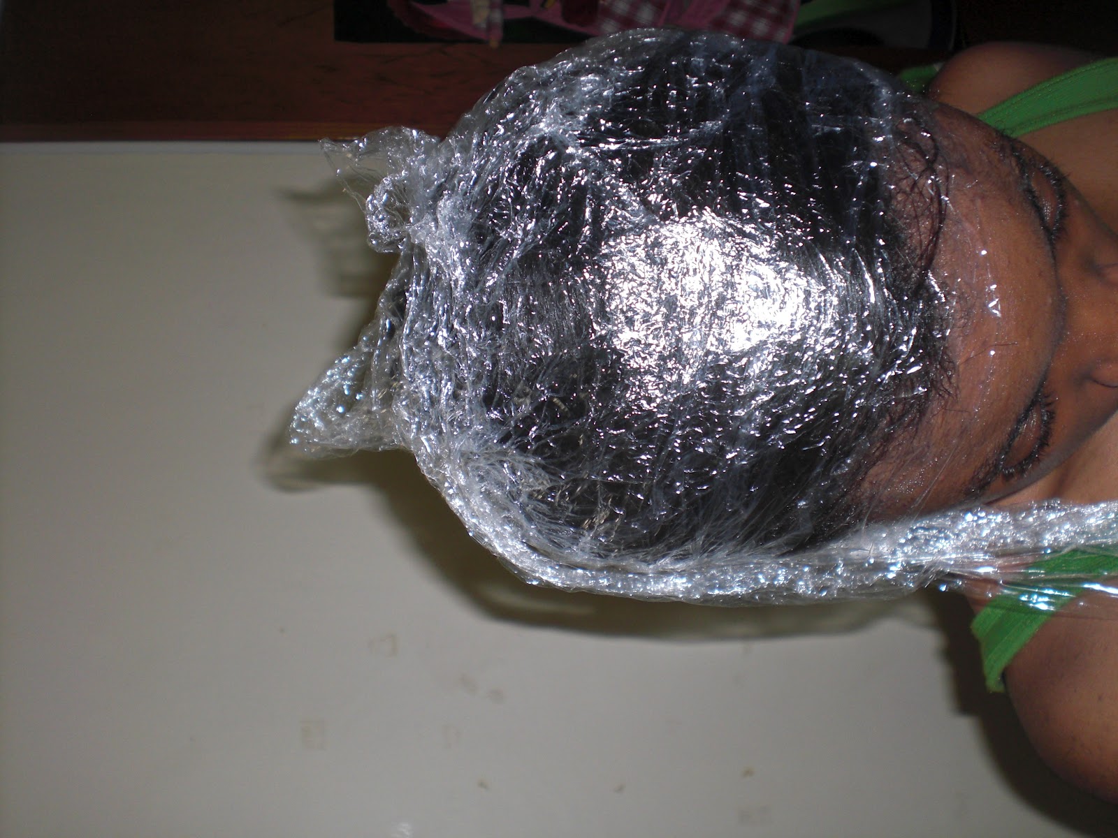 Saran wrap hair