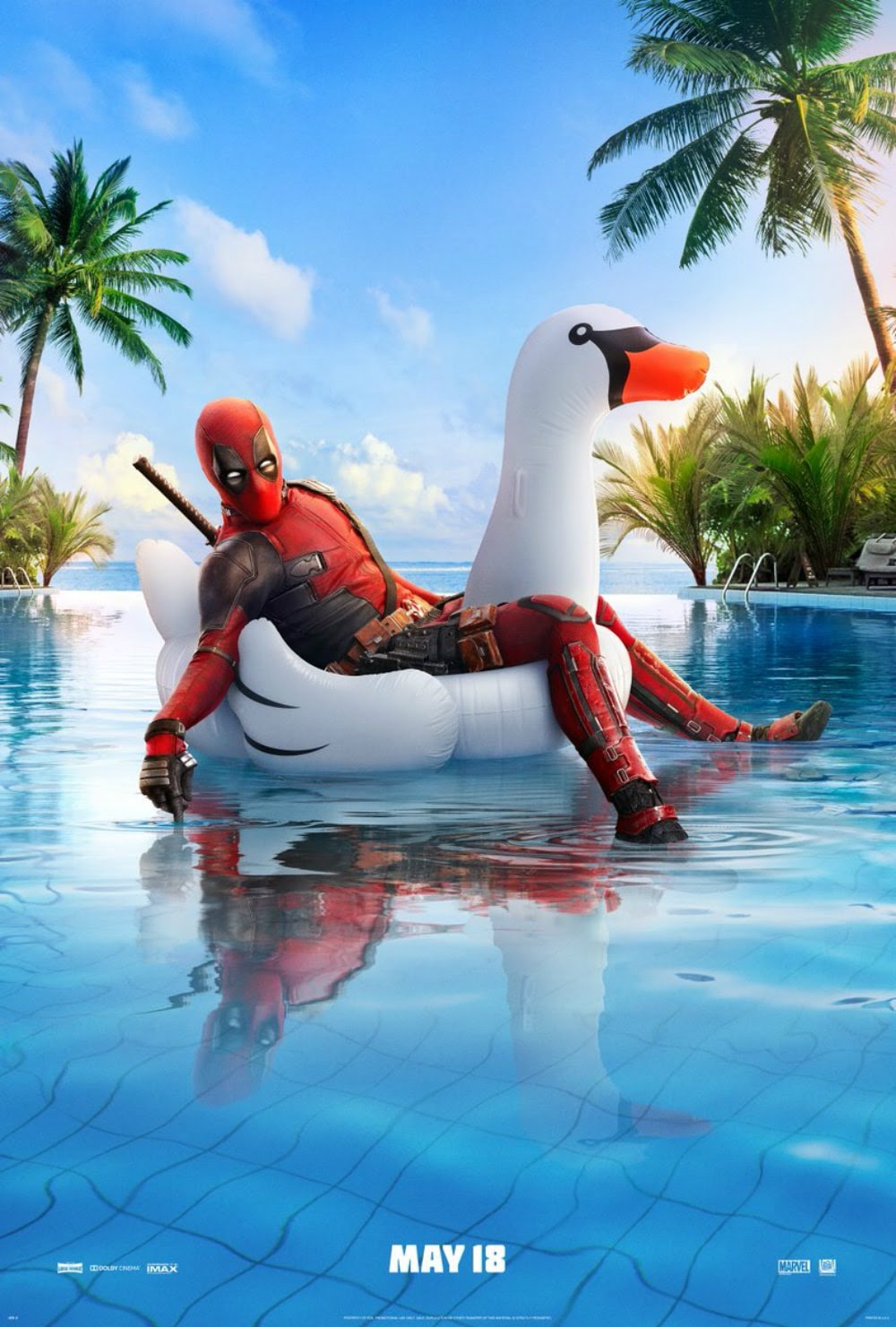 Deadpool Enjoys A Pool Party 夏だ プールだ デッドプールに出かけよう デッドプール 2 が デッドプールがプールでチルアウトのダジャレみたいなプールのポスターをリリース B Side Of Cia