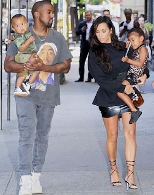 1a6 Kanye West and Kim K step out with their children Saint and North West for lunch in New York
