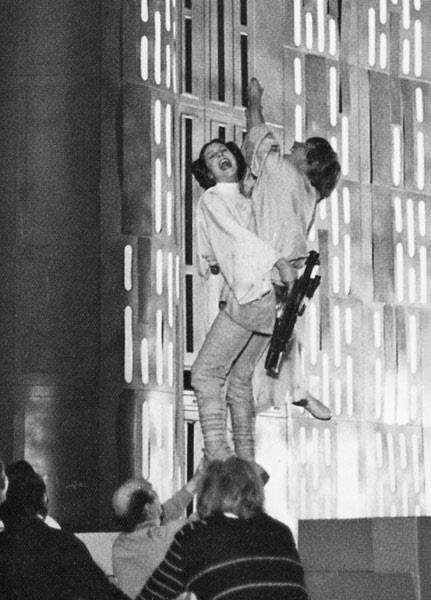 Carrie Fisher and Mark Hamill Having a Laugh On The Set Of Star Wars.