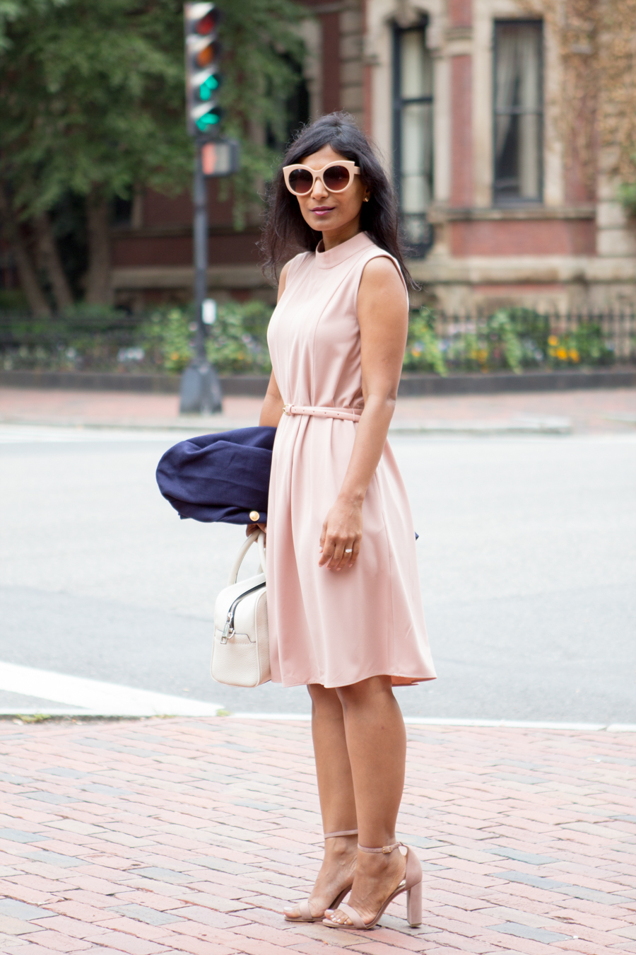 pink blazer work outfit