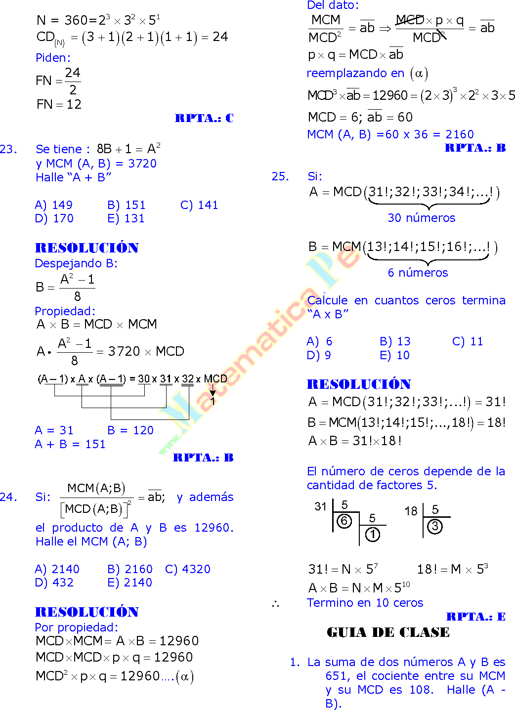 Mínimo Común Múltiplo De 8 6 Y 4 MÁXIMO COMUN DIVISOR Y MÍNIMO COMUN MÚLTIPLO EJERCICIOS RESUELTOS DE  ARITMÉTICA PREUNIVERSITARIA EN PDF
