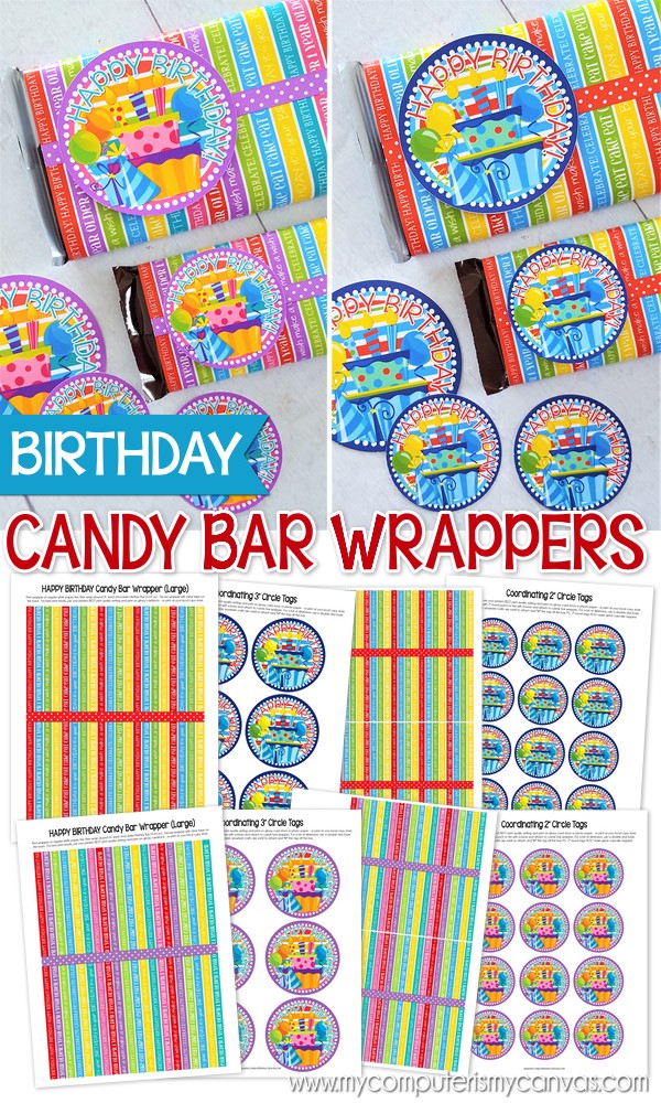 PRINTABLE Birthday Sweet Bar Wrappers! - My Laptop or computer is My picture regarding Printable Candy Wrappers known as PRINTABLE Birthday Sweet Bar Wrappers! - My Pc is My