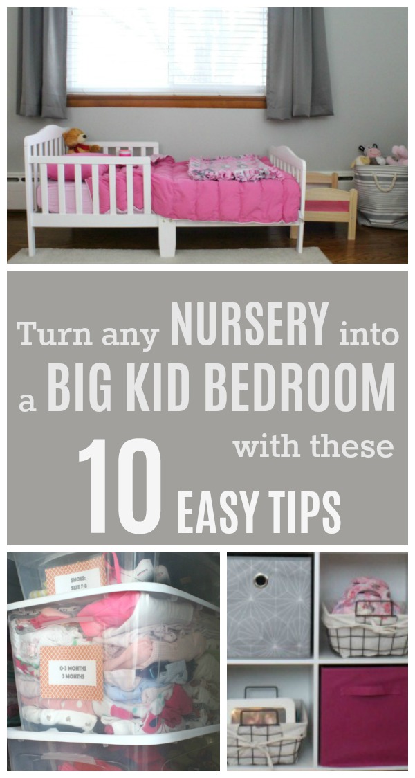 10 tips that will help you turn a nursery into a big kid bedroom, along with a printable planning worksheet to help you keep track of your ideas and form a plan for your new toddler room.
