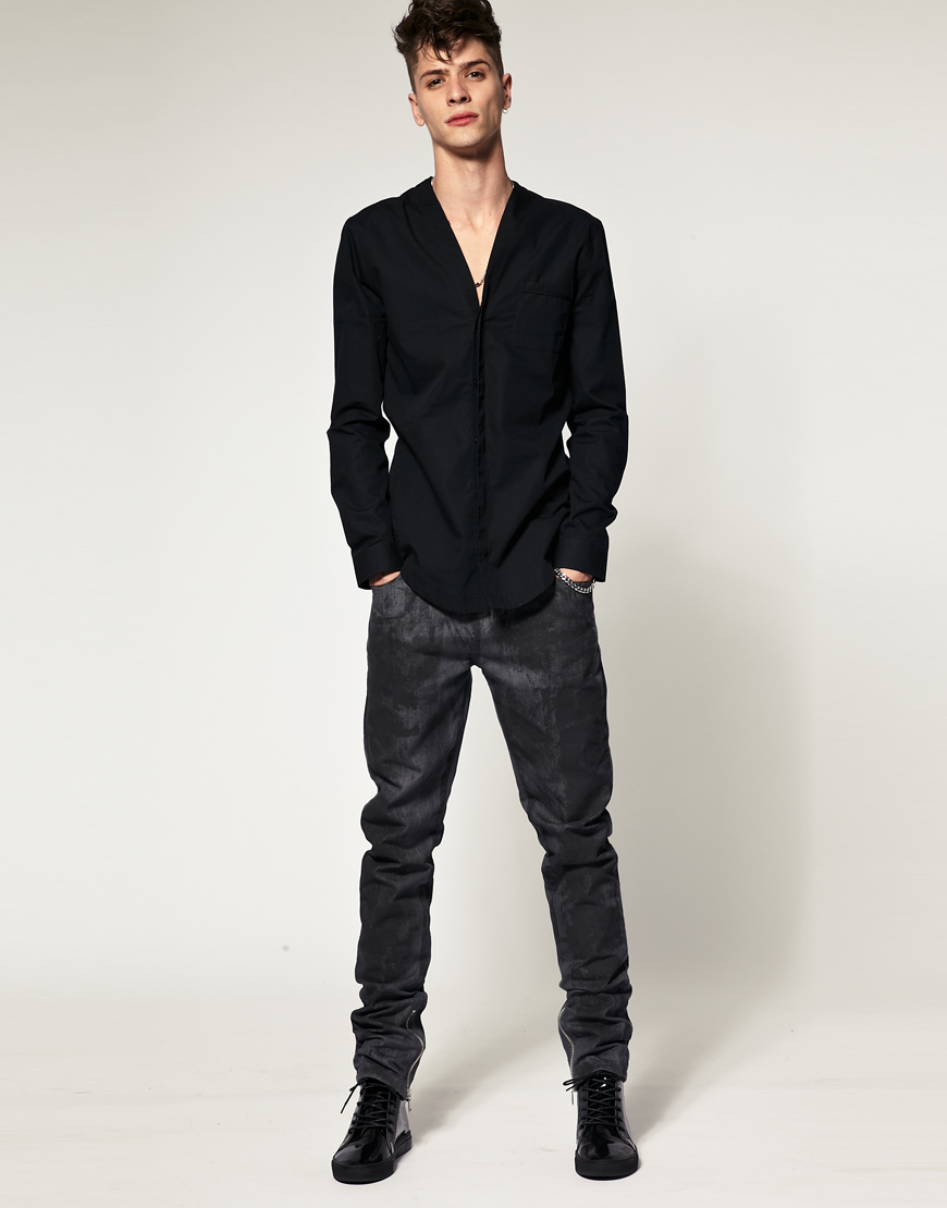 5marts ASOS BLACK Collarless Slim Fit Shirt
