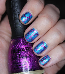 pink turquoise nails glitter shatter jellyfish sleepy week manicure