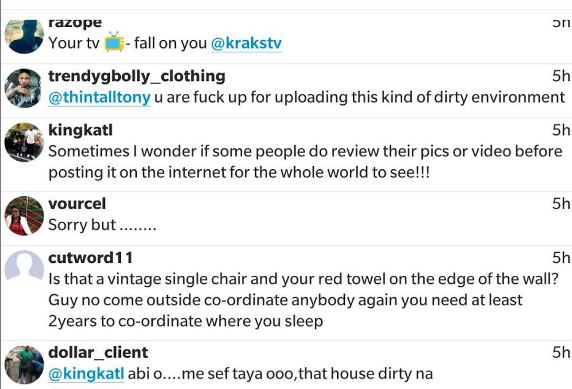 Thin Tall Tony responds to comments from IG trolls saying his home is very dirty (photos)